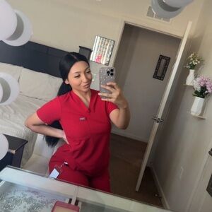 Figs Women's Red Scrub Set